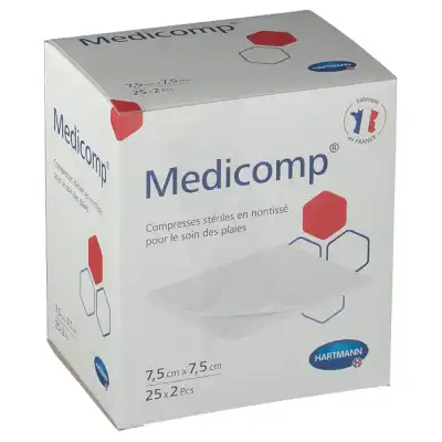Medicomp® Compresses En Nontissé 7,5 X 7,5 Cm - Pochette De 2 - Boîte De 25 à Paray-le-Monial