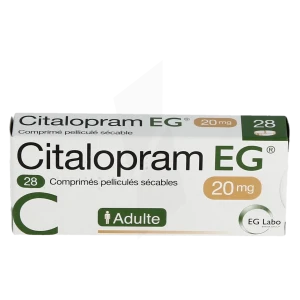 Citalopram Eg 20 Mg, Comprimé Pelliculé Sécable