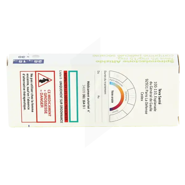 Spironolactone Altizide Teva 25 Mg/15 Mg, Comprimé Pelliculé Sécable