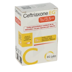 Ceftriaxone Eg 1 G/3,5 Ml, Poudre Et Solvant Pour Solution Injectable (im)