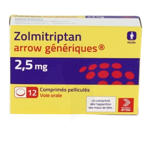 Zolmitriptan Arrow Generiques 2,5 Mg, Comprimé Pelliculé