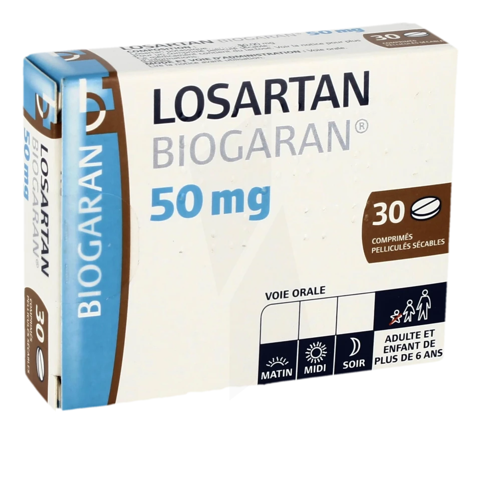 Losartan Biogaran 50 Mg, Comprimé Pelliculé Sécable