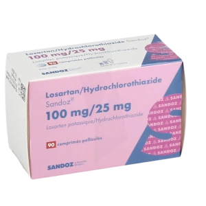 Losartan/hydrochlorothiazide Sandoz 100 Mg/25 Mg, Comprimé Pelliculé