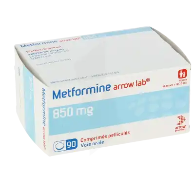Metformine Arrow Lab 850 Mg, Comprimé Pelliculé à Saint Leu La Forêt
