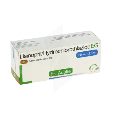 Lisinopril/hydrochlorothiazide Eg 20 Mg/12,5 Mg, Comprimé Sécable à LIVRON-SUR-DROME