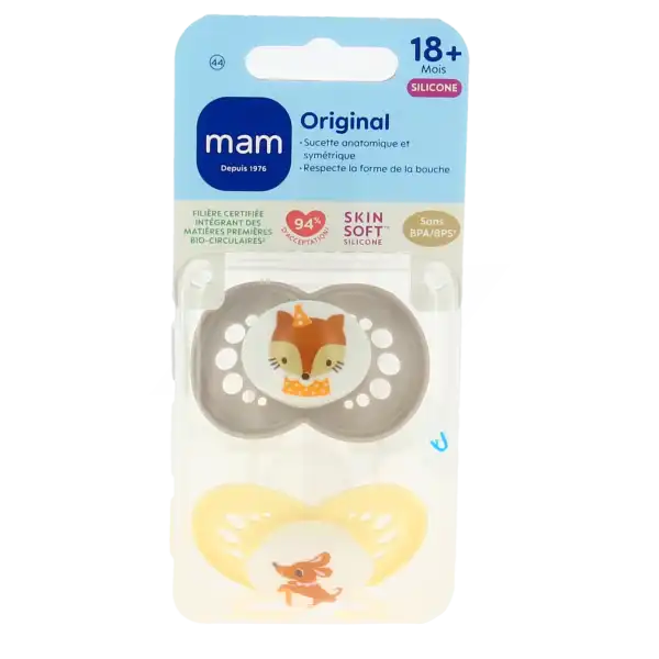 Mam Original Sucette Silicone +18mois Animaux B/2