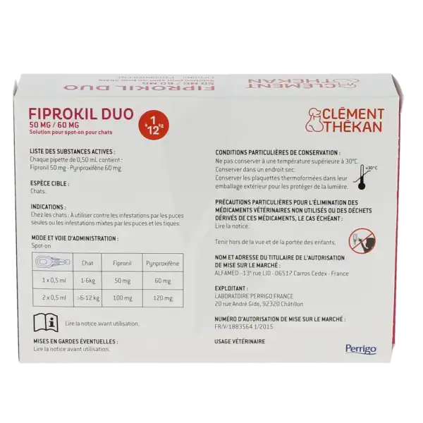 Fiprokil Duo 50 Mg/60 Mg Solution Pour Spot-on Pour Chats, Solution Pour Spot-on