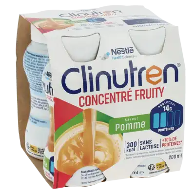 Clinutren Concentré Fruity Nutriment Pomme 4 Bouteilles/200ml à VERNOUX EN VIVARAIS