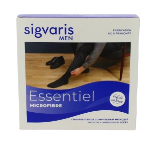 Sigvaris Essentiel Microfibre Chaussettes  Homme Classe 2 Noir Large Normal