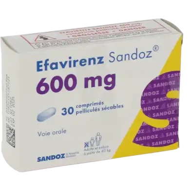 EFAVIRENZ SANDOZ 600 mg, comprimé pelliculé sécable