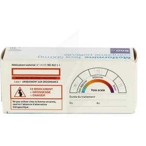 Metformine Teva 500 Mg, Comprimé Pelliculé