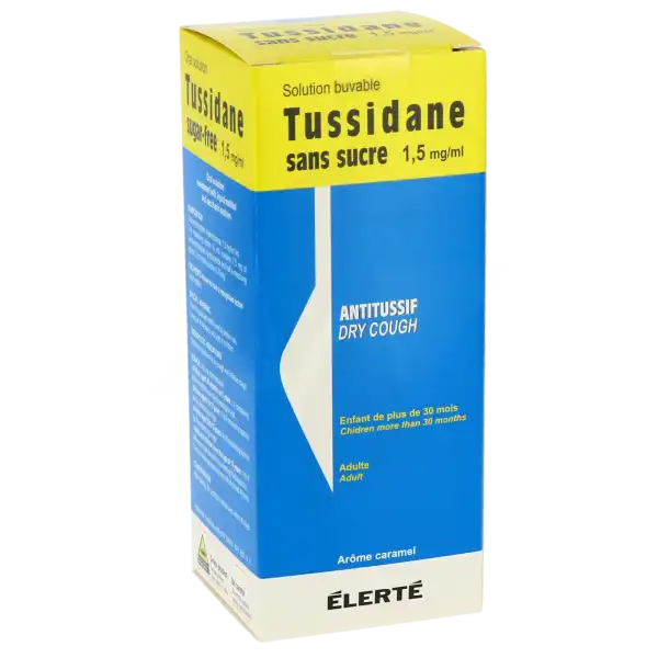 Tussidane 1,5 Mg/ml Sans Sucre, Solution Buvable édulcorée Au Maltitol Liquide Et à La Saccharine Sodique