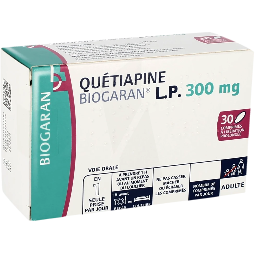 Quetiapine Biogaran Lp 300 Mg, Comprimé à Libération Prolongée