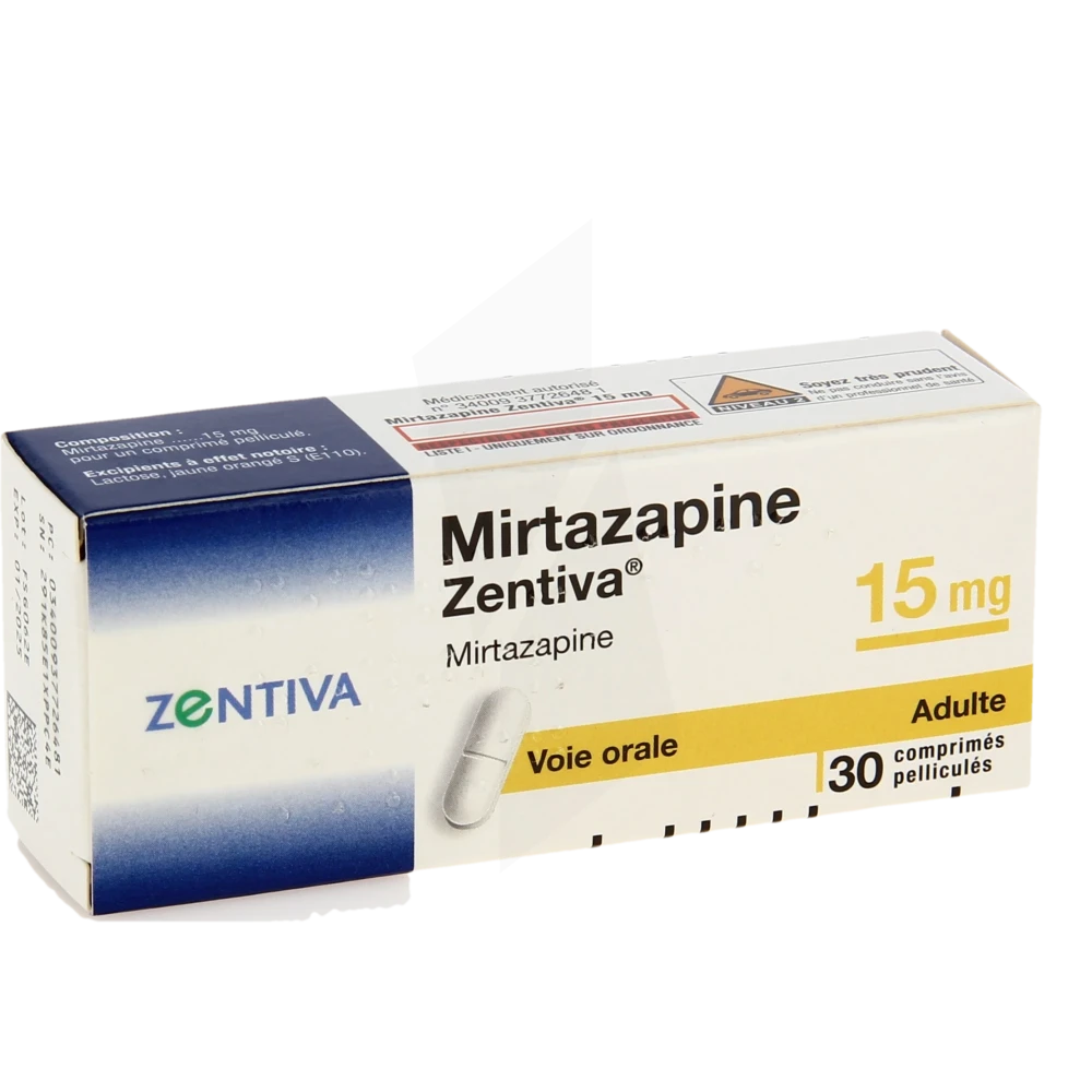 Mirtazapine Zentiva 15 Mg, Comprimé Pelliculé