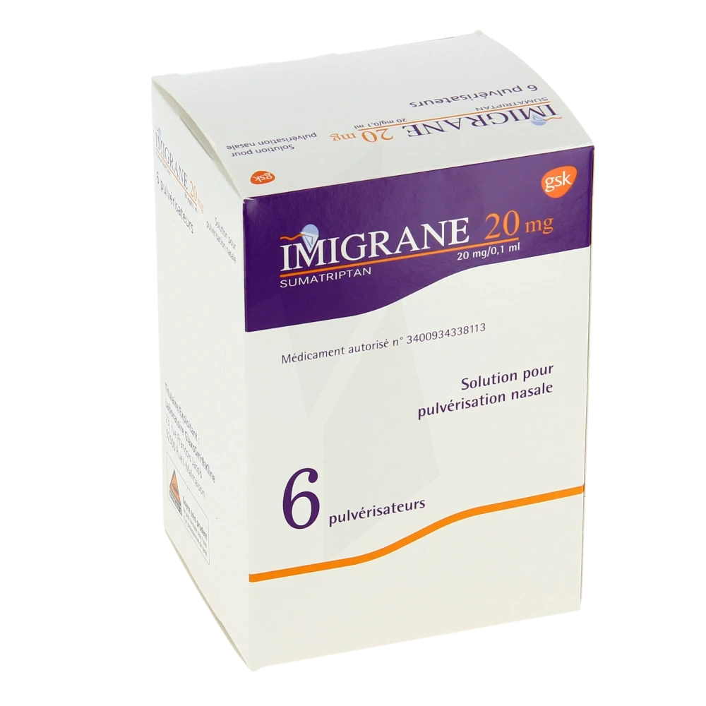 Imigrane 20 Mg/0,1 Ml, Solution Pour Pulvérisation Nasale