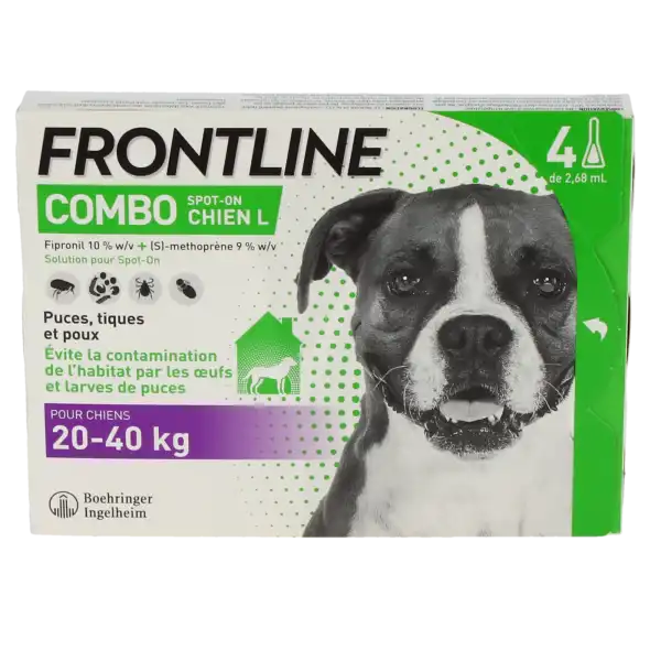 Frontline Combo 268,00 Mg / 241,20 Mg Solution Pour Spot-on Pour Chien L, Solution Pour Spot-on