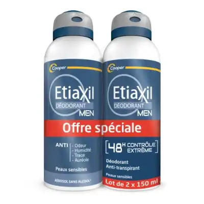 Etiaxil Men Déodorant Anti-transpirant Contrôle 48h 2aérosols/150ml à La Seyne sur Mer
