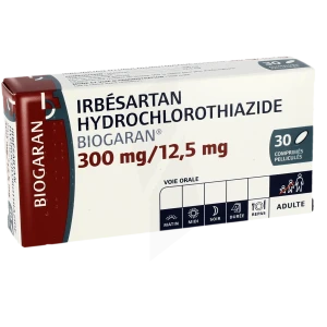 Irbesartan/hydrochlorothiazide Biogaran 300 Mg/12,5 Mg, Comprimé Pelliculé