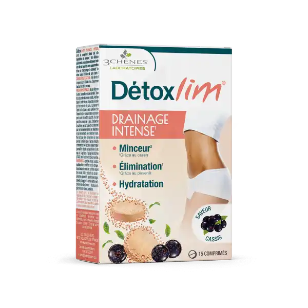 Détoxlim Drainage Intense Goût Cassis X15 Comprimés Effervescents