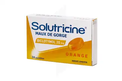 SOLUTRICINE MAUX DE GORGE BICLOTYMOL ORANGE 20 mg, pastille