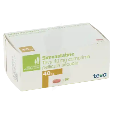 Simvastatine Teva 40 Mg, Comprimé Pelliculé Sécable à Nice