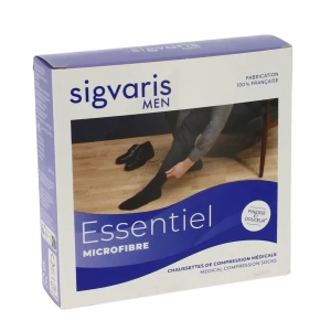 Sigvaris Essentiel Microfibre Chaussettes  Homme Classe 2 Noir X Large Normal