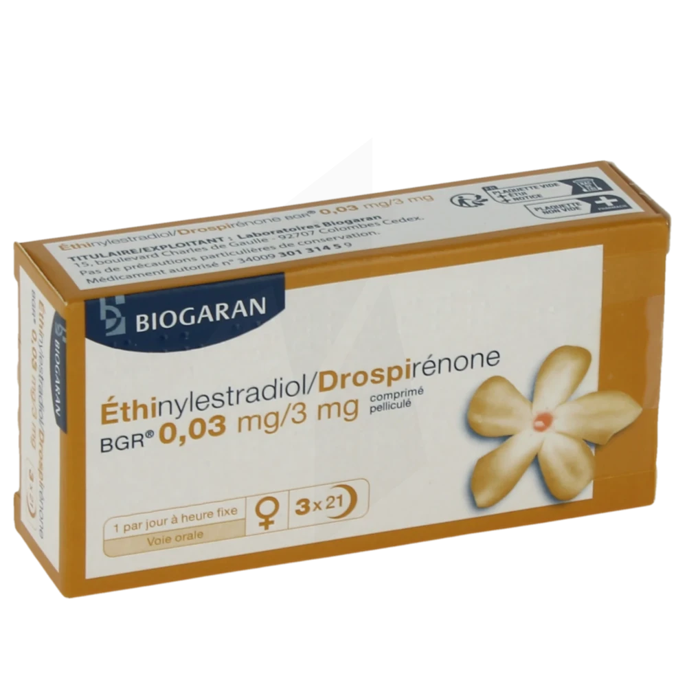 Ethinylestradiol/drospirenone Bgr 0,03 Mg/3 Mg, Comprimé Pelliculé