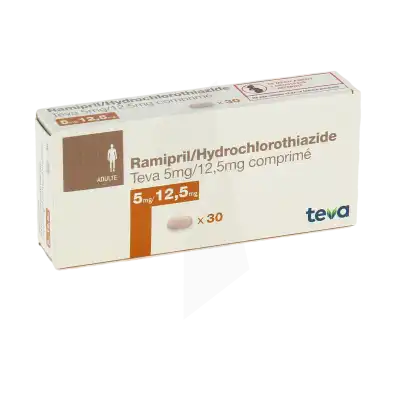 Ramipril/hydrochlorothiazide Teva 5 Mg/12,5 Mg, Comprimé à Eysines