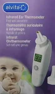 Alvita Thermomètre Auriculaire Infrarouge +20 Embouts à BIAS