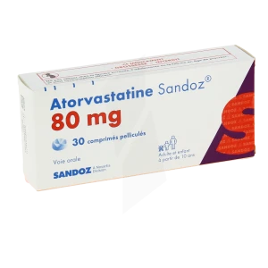 Atorvastatine Sandoz 80 Mg, Comprimé Pelliculé Sécable