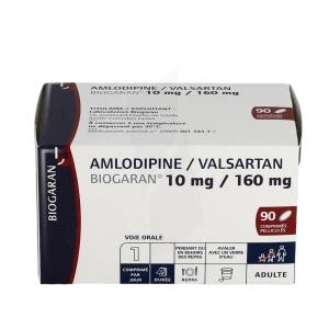 Amlodipine/valsartan Biogaran 10 Mg/160 Mg, Comprimé Pelliculé