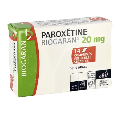 PAROXETINE BIOGARAN 20 mg, comprimé pelliculé sécable