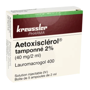 Aetoxisclerol 2% (40 Mg/2 Ml), Solution Injectable