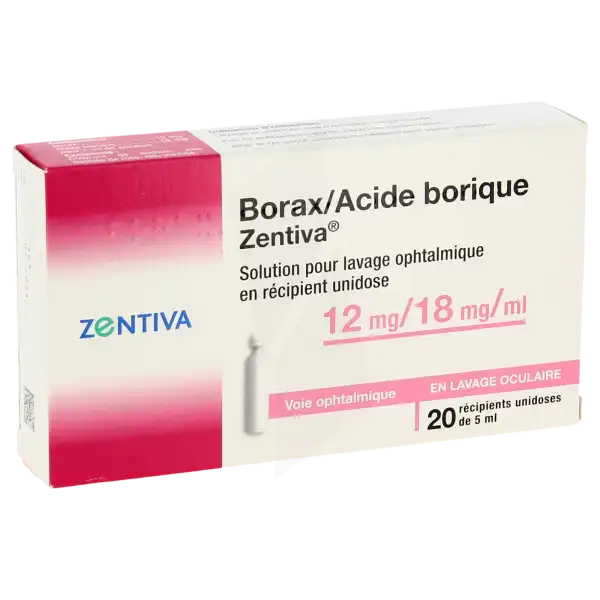 Borax/acide Borique Zentiva 12 Mg/18 Mg/ml, Solution Pour Lavage Ophtalmique En Récipient-unidose