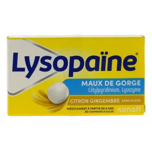 LysopaÏne Cetylpyridinium Lysozyme Citron Gingembre Sans Sucre, Comprimé à Sucer édulcoré Au Sorbitol Et à La Saccharine