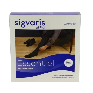 Sigvaris Essentiel Microfibre Bas Auto-fixants  Homme Classe 2 Noir Small Normal
