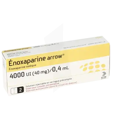 ENOXAPARINE ARROW 4 000 UI (40 mg)/0,4 mL, solution injectable en seringue préremplie