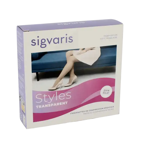 Sigvaris Styles Transparent Chaussettes  Femme Classe 2 Beige 110 Small Long