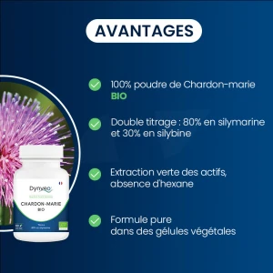 Dynveo Chardon Marie Bio 80% Silymarine 30% Silybine 200mg 60 Gélules