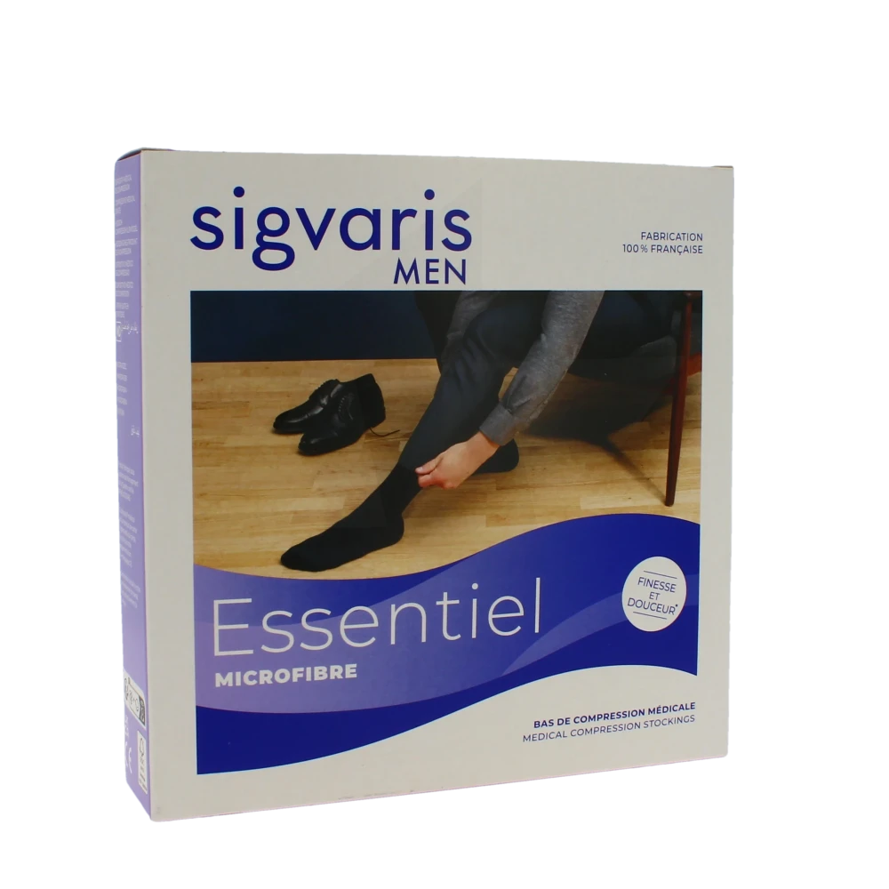 Sigvaris Essentiel Urban Microfibre Bas Auto-fixants Morpho- Classe 2 Homme Noir Normal Xl