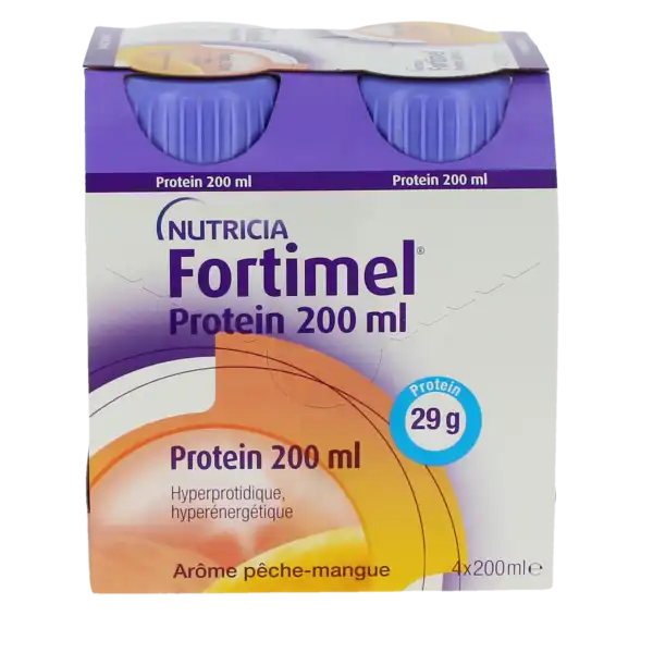 Fortimel Protein Nutriment Pêche Mangue 4 Bouteilles/200ml