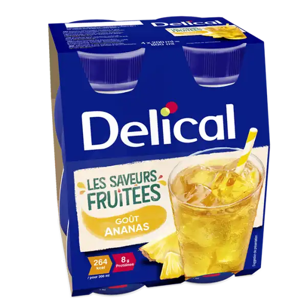 Delical Boisson Fruitée Nutriment Ananas 4 Bouteilles/200ml