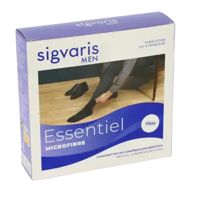 Sigvaris Essentiel Microfibre Chaussettes  Homme Classe 2 Gris Anthracite Medium Long à BOURBON-LANCY