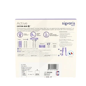 Sigvaris Active Coton Bio 55% Chaussette Classe 2 Homme Noir Long M