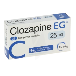 Clozapine Eg 25 Mg, Comprimé Sécable