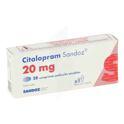 CITALOPRAM SANDOZ 20 mg, comprimé pelliculé sécable