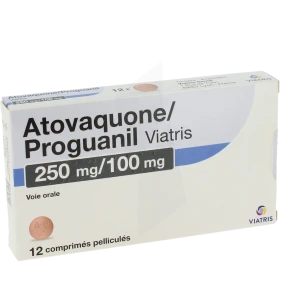 Atovaquone/proguanil Viatris 250 Mg/100 Mg, Comprimé Pelliculé
