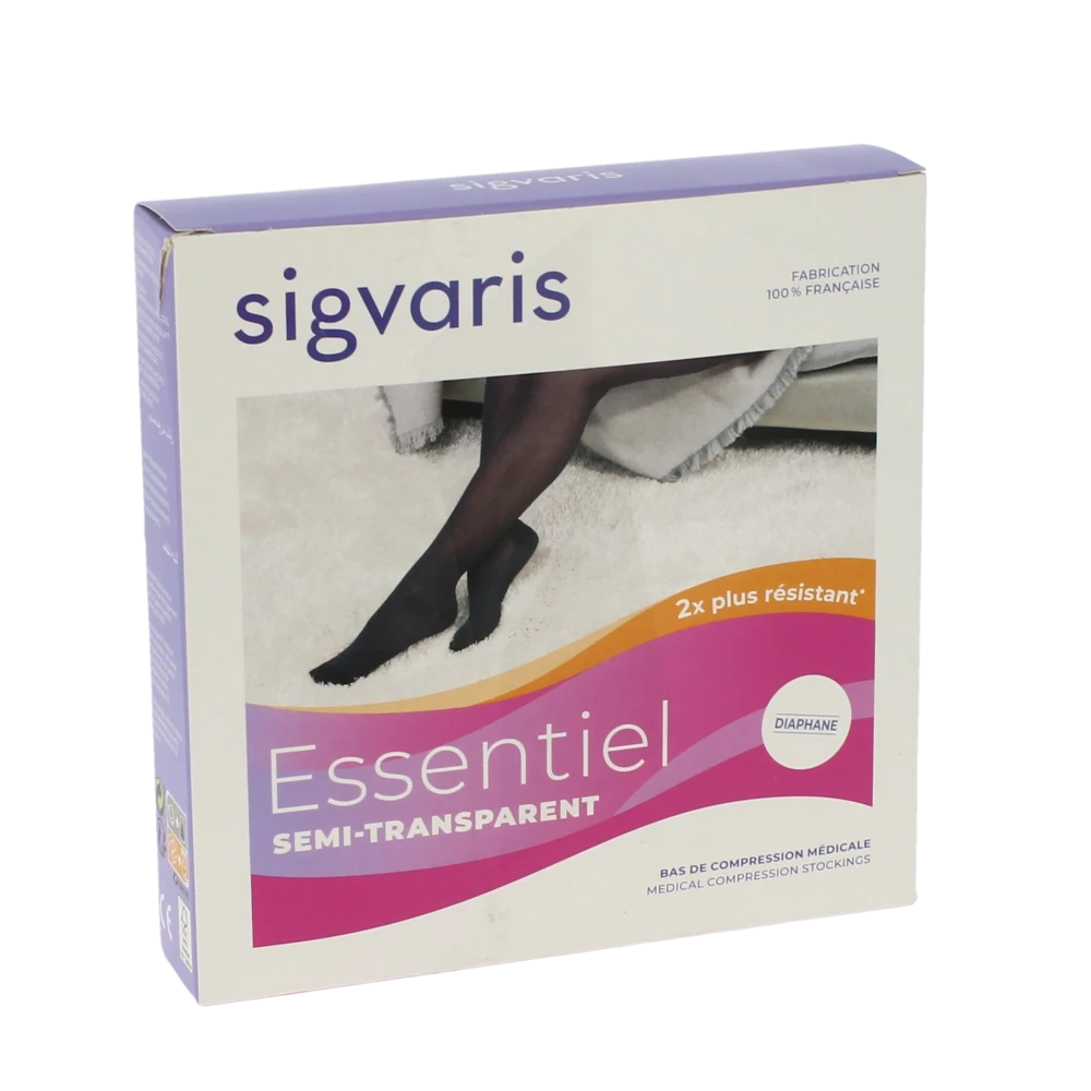 Sigvaris Essentiel Semi-transparent Bas Auto-fixants  Femme Classe 2 Dune Medium Normal