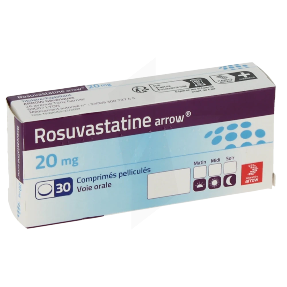 Rosuvastatine Arrow 20 Mg, Comprimé Pelliculé