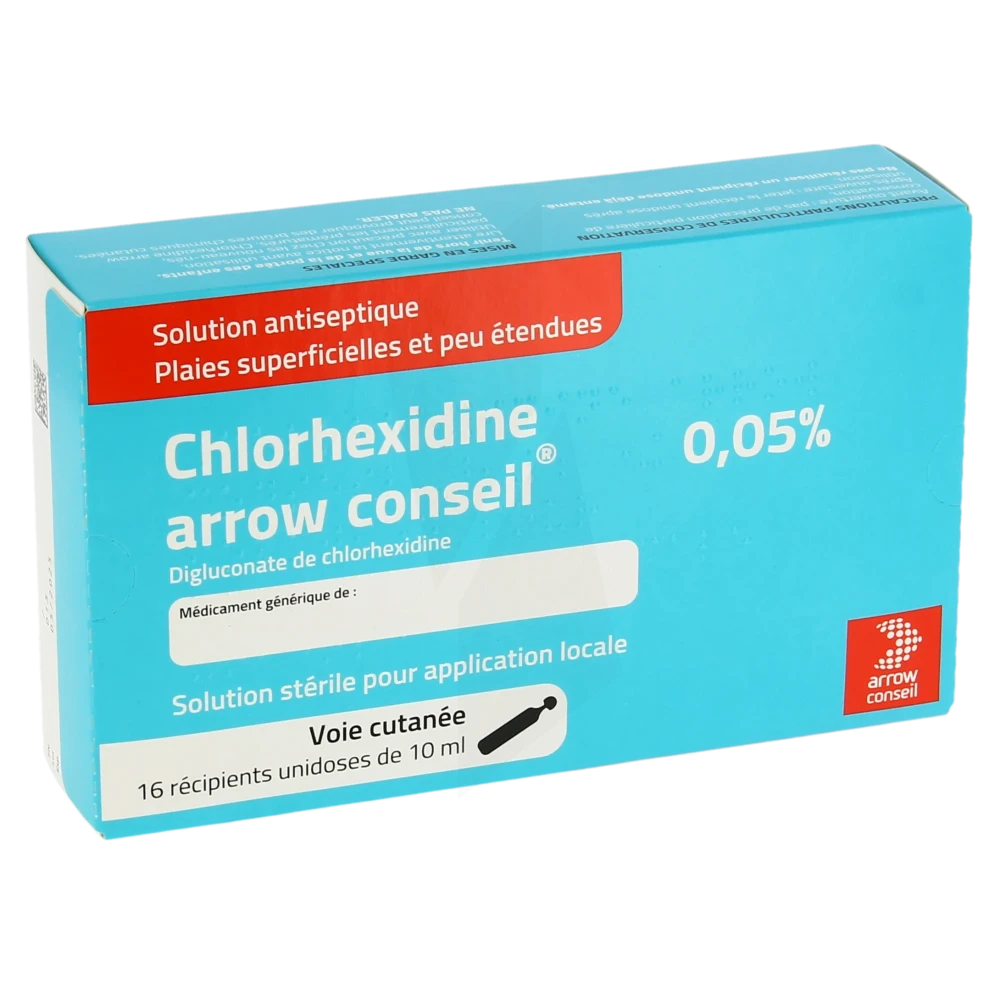 Chlorhexidine Arrow Conseil 0,05 %, Solution Pour Application Locale En Récipient Unidose